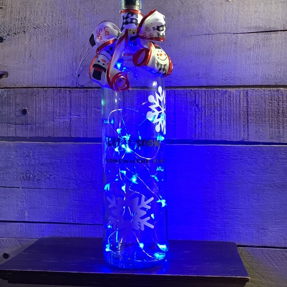 ‘Let it Snow..Somewhere Else’ Wine Bottle Lantern - Picture 6 of 13